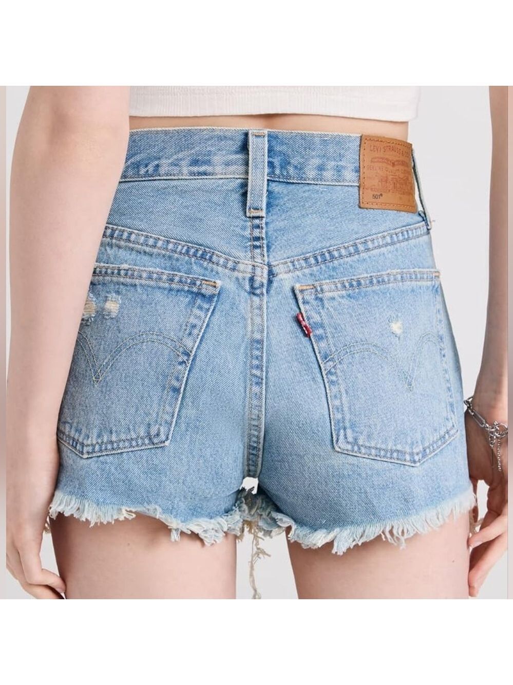 Levi's 501 Button Fly Jean Shorts Classic Distressed Style